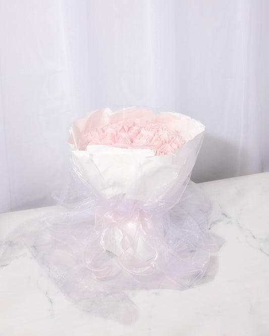 Everlasting Roses in White Bouquet (Pink Roses)